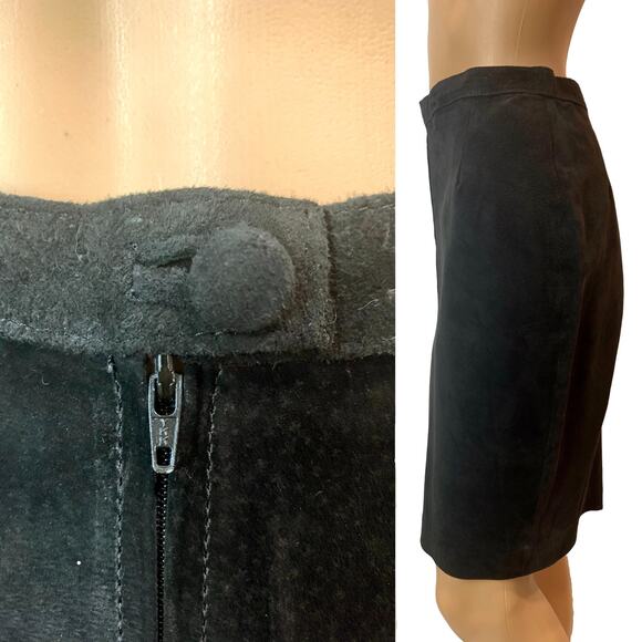 Vintage Esprit Black Suede Pencil Skirt | Size 7 W 26 - 27" - Picture 7 of 8